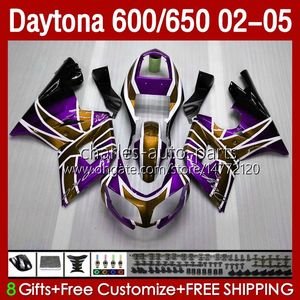 Motorcycle Bodys For Daytona600 Gold purple Daytona650 02-05 Bodywork 132No.45 Cowling Daytona 650 600 CC 02 03 04 05 Daytona 600 2002 2003 2004 2005 ABS Fairing Kit