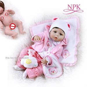 NPK 56CM reborn toddler girl doll full body soft silicone 0-3M real baby size bebe Bath toy Anatomically Correct 220505