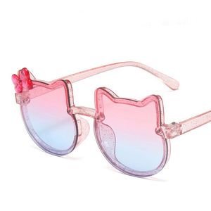 Çocuk Güneş Gözlüğü Kız Erkekler Parlak Bowknot Güneş Gözlükleri Güzel Kedi Çocuk Gözlük Moda Gradyan Gözlükler UV400 220705