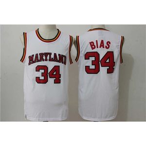 SJZL98 Wildcats 34 Len BIAS 1985 Maryland Terps Retro Throwback College Koszykówka Koszulki Haft Zszyty