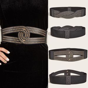 Belts Women's Girdle Twisted Gun-colored Waist Belt Elastic Cummerbunds Gold Claw Bead Cross Decoration Waistband WholesaleBelts