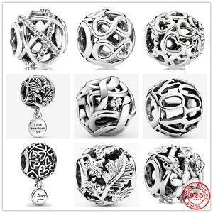 925 Silver Fit Pandora Stitch Conta Aberta Folhas Flores Infinito amor corações Charme de pulseira Berço Divulgado DIY Acessórios de jóias