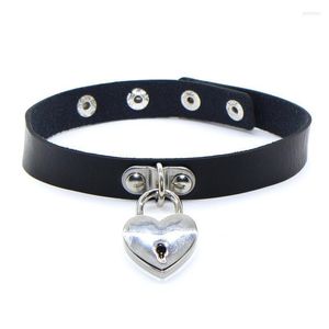 Chokers moda blokada serca klucze choker naszyjniki kołnierzyki skórzany gotycki nakarta na szyję gotowy biżuteria femmechokers godl2