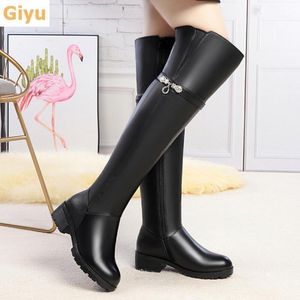 Boots 2022 Autumn Winter Fashion Women's Genuine Leather High Tube Over The Knee Sexy Riding Black Plus Size Shoe1