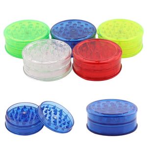 Three-layer plastic smoke grinder acrylic flat round tines manual grinder 28mm - 60mm