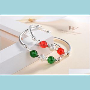 Charm Bracelets Bracelet Bangle Women Bohemian Sier Green Stones Luxury Jewelry Wholesale Chic Bracel Baby Dhri3