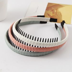 3 stücke Mädchen Tuch Bedeckt Haarbänder Mit Zahn Haar Clips Für Kinder Solide Band DIY Stirnband Kopf Hoop