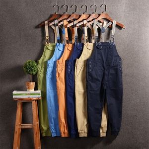 Candy Japan Style Beam foot Mens Joggers Pants Casual Hiphop Male Suspenders Pants Ankle-Length Man Bib Overalls Jumpsuits 201203