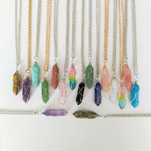 Healing Stones Spiritual Pendant Necklace Natural Gemstone Crystal Necklaces Jewelry with Adjustable Chain for Women Girls