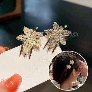 Lyxkoreanska hårnålsmycken Guldmetall Rhinestone Hair Clips Clamps Accessories Söta kaninhjärta Pärlor Barrettes