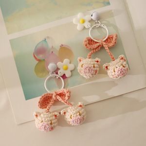 Keychains 2022 Trend Unusual Phone Chain Hand-woven Knitted Pink Cute Wool Piggy Pendant Jewelry For Women Keychain Bag Decoration