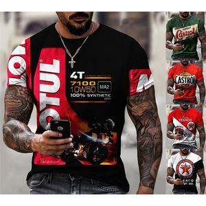 高品質のTシャツドロップTシャツ男性ブランドデザインレーシングオートバイオイルプリントTシャツストリートウェア特大トップ220521