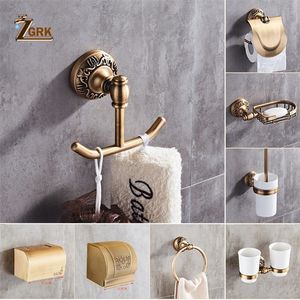 ZGRK Space Aluminium Badezimmer-Serie, antik gebürstet, Handtuchring, Toilettenpapierhalter, Getränkehalter, Kleiderhaken, Badezimmer-Hardware, T200425