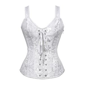 Bustini Corsetti Donna Sexy Corsetto Strap Lace Up Gotico Jacquard Spalline Canotta Overbust Rinascimento Lingerie TopBustier