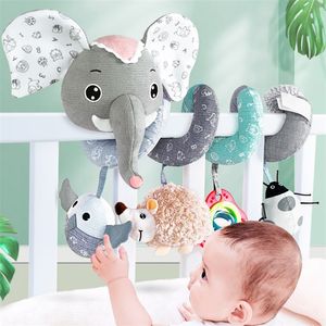 Baby leksaker mobil på sängklockan barnvagn mjuk söt elefant djur rattle plysch spädbarn stretching utbildning 220428