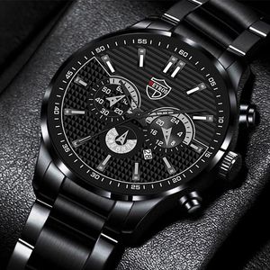 Zegarek na rękę luksusowe męskie zegarki mody Men Business Business ze stali nierdzewnej kwarcowy kalendarz na rękę