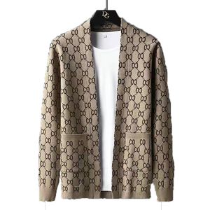 Luksusowe męskie swetry list wydrukowany kardigan kurtka męska projektant marki mody kieszonkowy dzianin płaszcz kardigan zwykły sweter