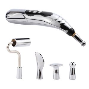 5 in 1 Electronic Acupuncture Pen Massager for Neck Back Body Magnet Therapy Meridian Energy Pen Scrap Guasha Pain Relief