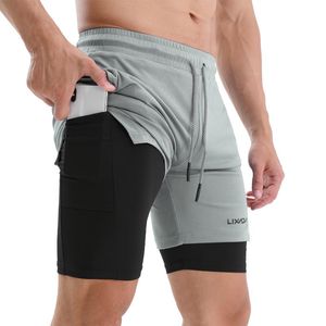 Lixada 2-in-1-Laufshorts für Herren mit Handtuchschlaufe, schnell trocknende Übungstaschen für Fitnessstudio, Workout-ShortsLaufen