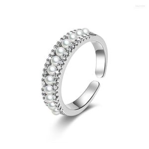 Cluster Rings Personality Temperament Pearl Ring 2022 Fashion Korean Version Platinum Toby22