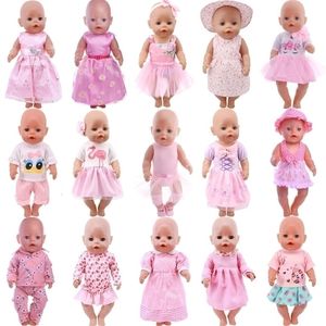 25 roupas de vestido rosa da série Pink para bebê 43cm 18 polegadas American Doll Girlsour GenerationBaby Born Acessoriesgift for Girls 220815