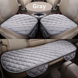 Fundas de asiento de coche, funda de cojín de invierno, almohadilla para silla delantera y trasera Universal, suministros de estilo cuadrado, lujoso y cálido