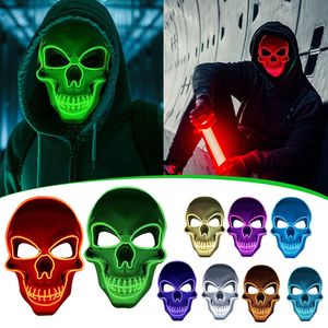 Halloween Horror LED Máscara do crânio Máscaras brilhantes de luz fria Dança Glow in the Dark Festival Cosplay Máscara de Natal assustadora para homens Festivais de baile de máscaras