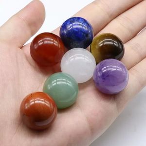 20 mm Naturstein lose Perlen Amethyst Rosenquarz Türkis Achat 7 Chakra DIY nicht poröse runde Kugelperlen Yoga Heilung führt Meditation