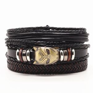 Charm Bracelets 3Pcs/ Set Men Leather Women Bangles Alloy Hand GOD Vintage Homme Gift Wristbands JewelryCharm