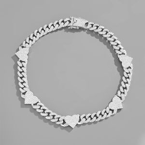 Silver Tennis Cuban Link Chain Luxury Necklaces Designer for Women Heart Necklace Pendants Love Bracelets High Qutaily Fashion bijoux Hip Hop Jewelry Mens