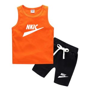 Barn m￤rke sportkl￤der set basket baby pojke sommar kort ￤rm bokstaven tryck t-shirt byxor passar barn kl￤der tjej sp￥r