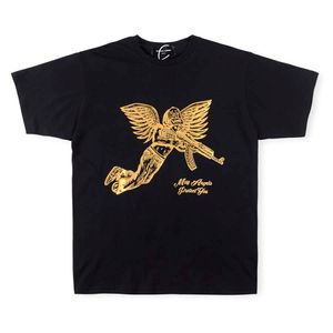 TシャツTEEMEN女性高品質の面白い天使プリントコットンショートスリーブTシャツTOPS TEES