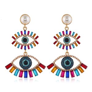 Mode böse Augen baumeln Ohrringe für Frauen Mädchen übertrieben Designer bunte Kristall Strass Perle Aussage Tropfen Ohrring Party Schmuck Großhandel