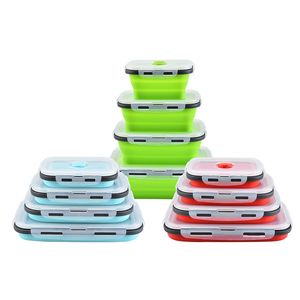 Silicone Lunch Box Collapsible Bowls Food Container BPA Free Foods Storage Container Microwave Freezer Safe 20220617 D3