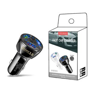 QC3.0 Car Charger 3 Port USB Universal Phone Зарядка быстрого зарядки на автомобиле для iPhone 13 14 Pro Samsung Xiaomi