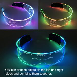 Other Festive Party Supplies 7 Color Decorative Cyberpunk Glasses Colorful Luminous Glasses LED Light Up Eyeglasses for Bar KTV Halloween Cyberpunk Party 220826