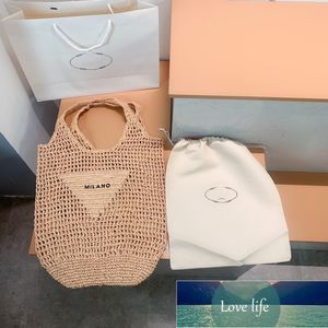 Ut tote halm strandpåsar vin kokosnöt fiber stickning handväska kvinnor axel väska hög kvalitet 5a shopping hink väskor broderade bokstäver totes