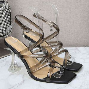 Sandals Women fashion sandals summer new all-match word with open high heels female stiletto 220309