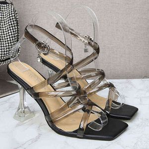 Sandals Women Fashion Sandals Summer All-Match Word With Open High Heels Stiletto 220309