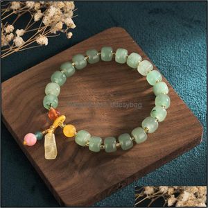 Beaded Strands Bracelets Jewelry Beaded Sweet Green Crystal Bead Bracelet Symbolizes Beautif Peace Gift For Girlfriends Bir Dhg9W