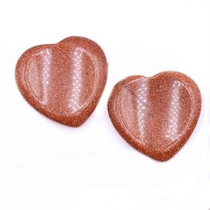 40mm Heart Heart Healing Stone Love Polícia de Palm Goldstone Preocupação para Ansiedade Reiki Balanceamento Rochas Gemas Pedanceira Fazenda Casa da Fazenda