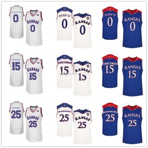 Nikivip Kansas Jayhawks College #0 Frank Mason III #15 Howard Engleman #25 Danny Manning Maglie da basket Uomo cucito personalizzato Qualsiasi numero Nome