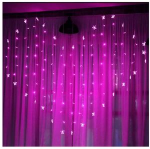 Sznurki LED Serce String Lights for Room Curtain Light with PO Clip Butterfly Ozdoby Walentynkowe dekoracje ślubne 2MX1.5MLED