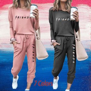 Mulheres Hoodies Moletons 2022 Est Mulheres Moda Longa Sleeved Tracksuit Jogging Sets Tops Calças Senhoras Casual Hoodie e esporte (7 cores