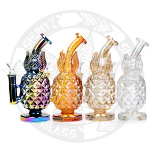 7.8 inches Oil rigs pineapple bong Hookah inline diffuse per With Electroplated Glass Pipes 14.4 mm Jonit size Smoke water pipe tobacco cool bongs Dab rig recyler
