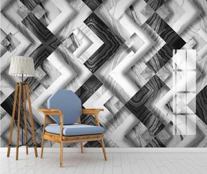 niestandardowa tapeta 3D hd tapeta tapeta biała geometryczna marmurowa płytka nowoczesna minimalistyczna sofa telewizyjna ściana tła