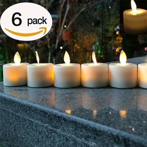 LED-ljus Pack med 6 Warm White LED Flameless Candles Battery Operated Dancing Flame Hushåll Batteridrivna Tea Light T200601