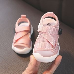 Para meninas, tela criança sapatos de verão fechados para meninos respiráveis ​​para meninos casuais sandálias esportivas unisisex 220607
