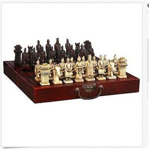 Chess Pieces großhandel-Ganze billige chinesische Stück Schach Set Box Xian Terracota Warrior287U