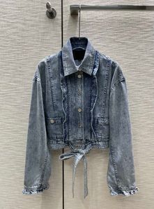 2022 Marca feminina Jaqueta de algodão jeans de algodão vintage Jaquetas de bombardeiro casaco meninas Milão Runway Designer de grandes dimensões Peacoat Tops de manga longa roupas de fora de roupa curta